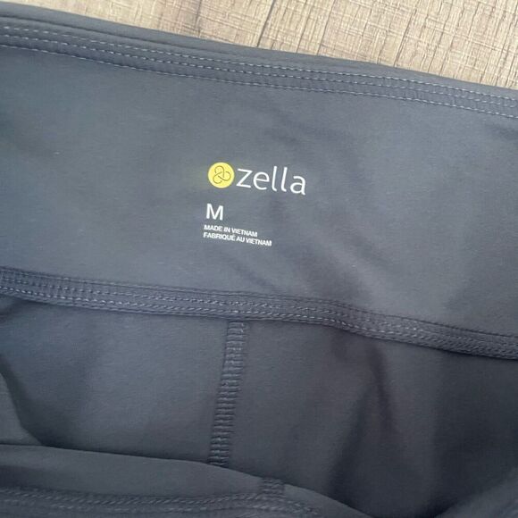 Zella Fierce Gym Crop Legging Size Medium Steel Gray White Color Block Stripes - Picture 3 of 4